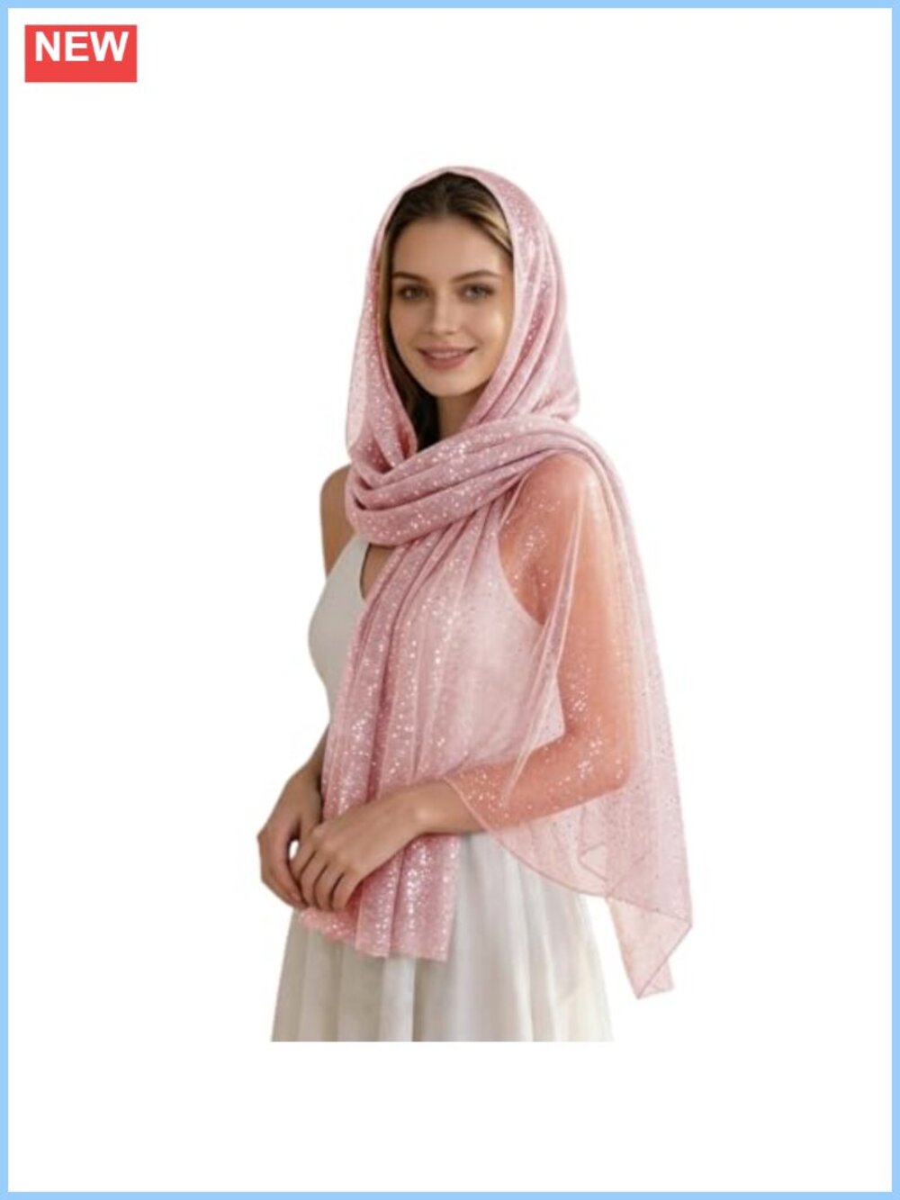 Sequin Sheer Mesh Scarf Sparkly Shawl Wrap for Evening Dresses